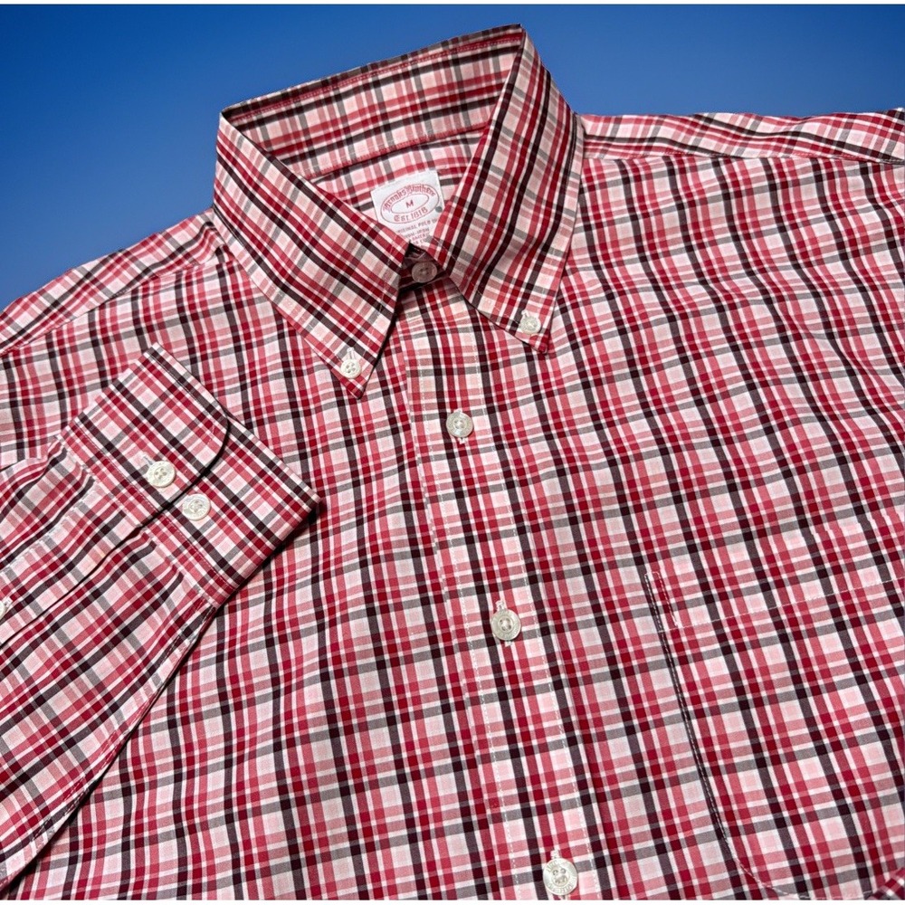 Brooks Brothers The Original Polo Shirt Non Iron Supima Cotton Medium Plaid